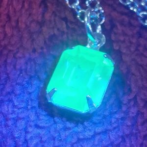 10x12mm uranium glass pendant on 19" stainless steel chain
